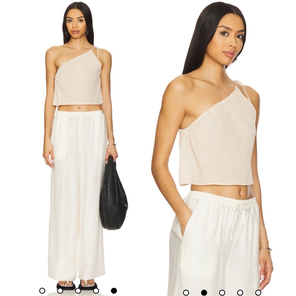 NWT Onia Textured Gauze One-shoulder Top in Egret
